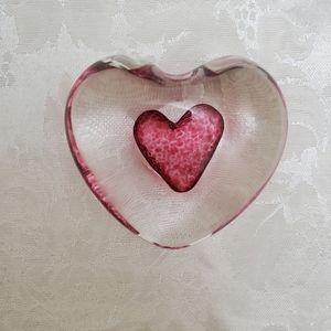 Glass Heart Paperweight - Valentine's Day Heart Glass Paperweight - New